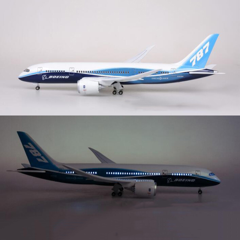 1/130 Scale 47CM Airplane Boeing B787 Model Toys Dreamliner Aircraft Base with light Wheel Diecast Plastic Resin Alloy Plane