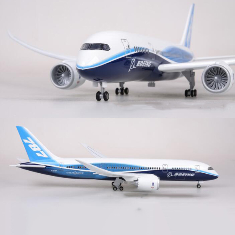 1/130 Scale 47CM Airplane Boeing B787 Model Toys Dreamliner Aircraft Base with light Wheel Diecast Plastic Resin Alloy Plane