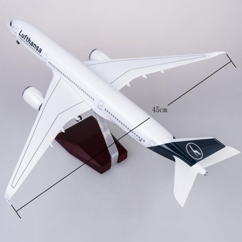 47CM 1/142 Lufthansa Airline Model Airplane Airbus A350 Aircraft W LED Light & Wheel Diecast Plastic Resin Plane Collection