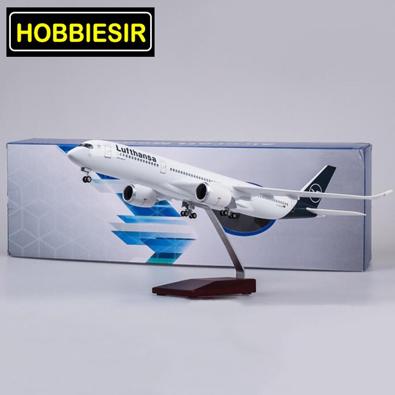 47CM 1/142 Lufthansa Airline Model Airplane Airbus A350 Aircraft W LED Light & Wheel Diecast Plastic Resin Plane Collection