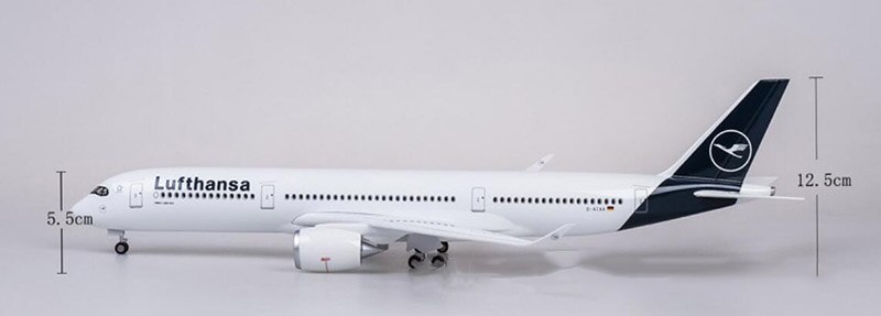 47CM 1/142 Lufthansa Airline Model Airplane Airbus A350 Aircraft W LED Light & Wheel Diecast Plastic Resin Plane Collection
