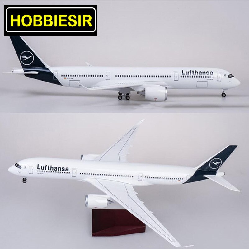 47CM 1/142 Lufthansa Airline Model Airplane Airbus A350 Aircraft W LED Light & Wheel Diecast Plastic Resin Plane Collection