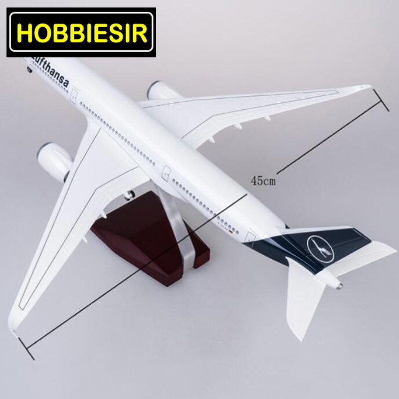 47CM 1/142 Lufthansa Airline Model Airplane Airbus A350 Aircraft W LED Light & Wheel Diecast Plastic Resin Plane Collection