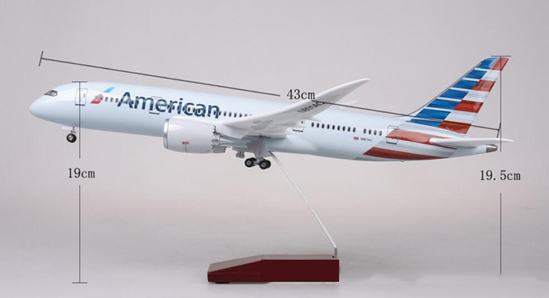 47cm 1/130 Airplane Boeing B787 Alloy Aircraft Model Dreamliner Air American Airlines W Light&Wheels Diecast Plastic Plane Toys