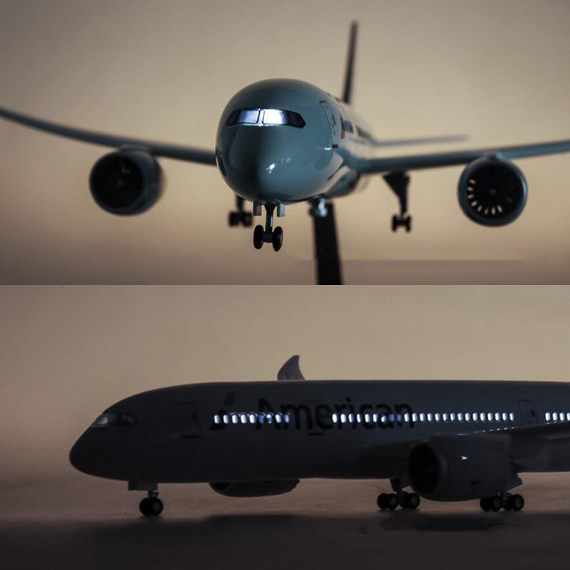 47cm 1/130 Airplane Boeing B787 Alloy Aircraft Model Dreamliner Air American Airlines W Light&Wheels Diecast Plastic Plane Toys