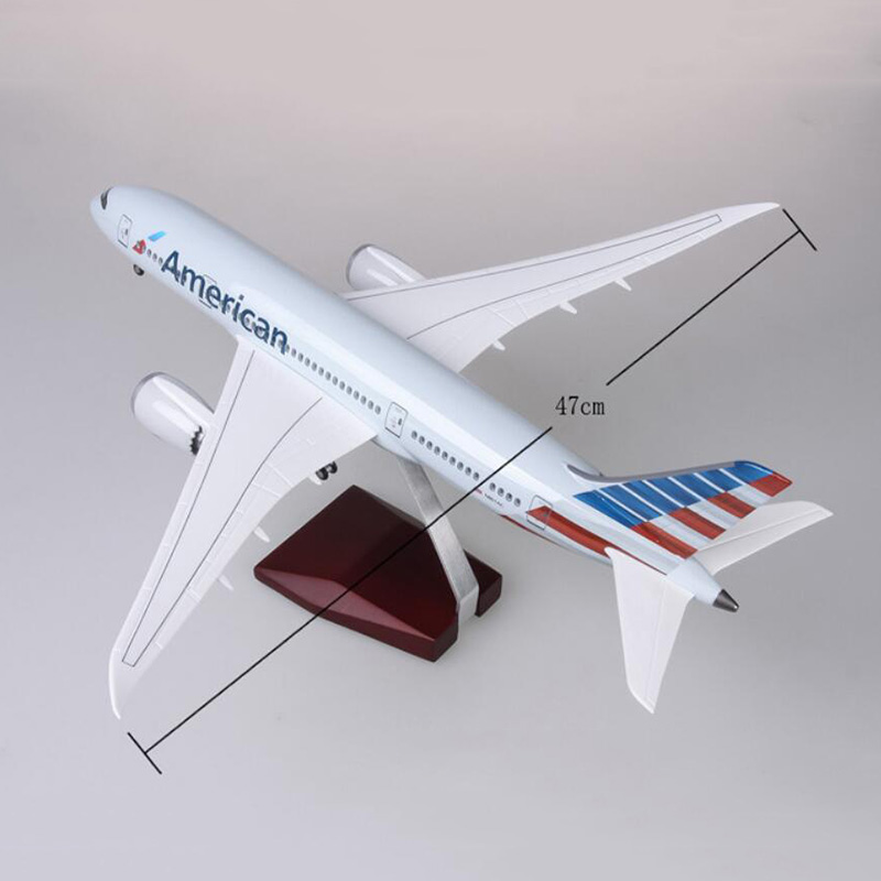 47cm 1/130 Airplane Boeing B787 Alloy Aircraft Model Dreamliner Air American Airlines W Light&Wheels Diecast Plastic Plane Toys