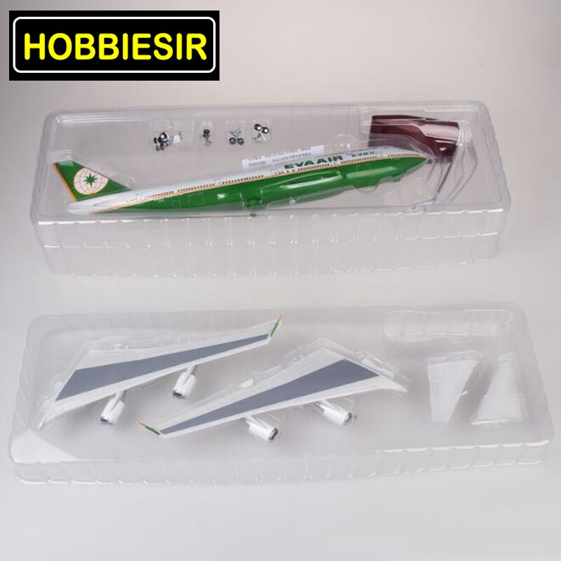 47CM Aircraft Model Toys 1/150 Scale Airplane Boeing B747 Aircraft Taiwan EVA AIR Airline W Light&Wheel Diecast 747 Plane Toy