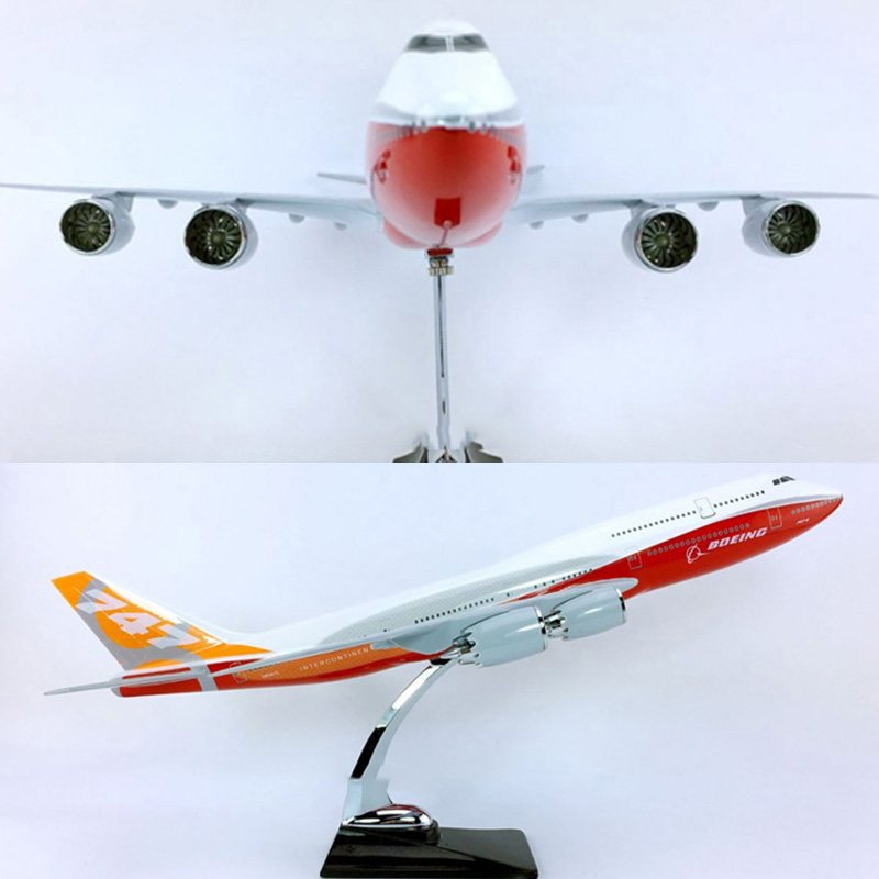 45cm 1/150 scale Boeing B747-800 model aircraft diecast plastic alloy airplane with base collection plane display toy Gift