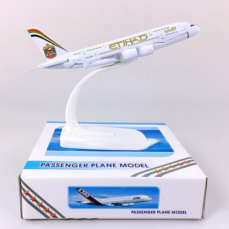 14CM Alloy Diecast Aircraft 1:400 Airbus A380 model ETIHAD airplanes with base airplane collectible display toy collection Gift