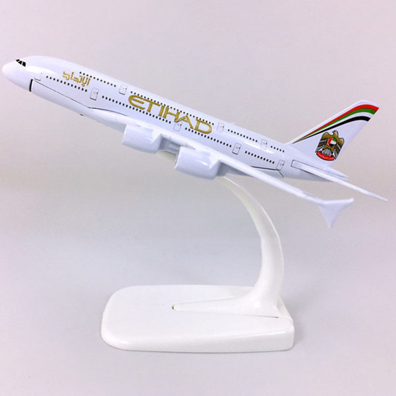14CM Alloy Diecast Aircraft 1:400 Airbus A380 model ETIHAD airplanes with base airplane collectible display toy collection Gift