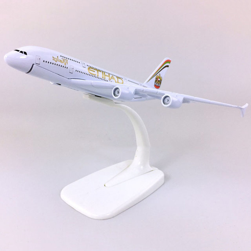 14CM Alloy Diecast Aircraft 1:400 Airbus A380 model ETIHAD airplanes with base airplane collectible display toy collection Gift