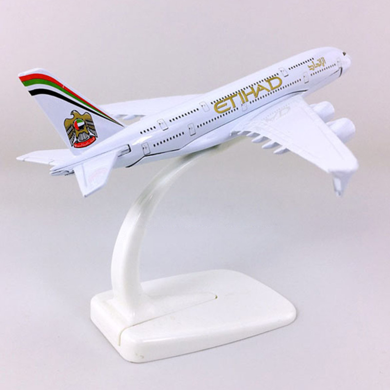 14CM Alloy Diecast Aircraft 1:400 Airbus A380 model ETIHAD airplanes with base airplane collectible display toy collection Gift