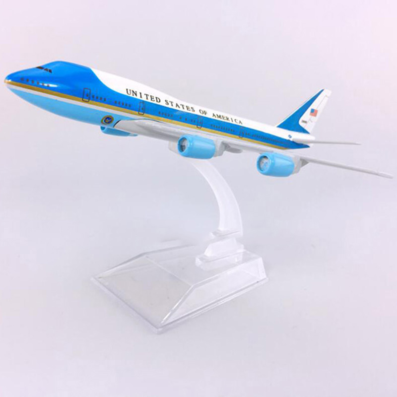 16CM Alloy airplane 1:400 Scale Boeing B747-300 model Air Force One landing gear with base alloy aircraft collectible displayToy