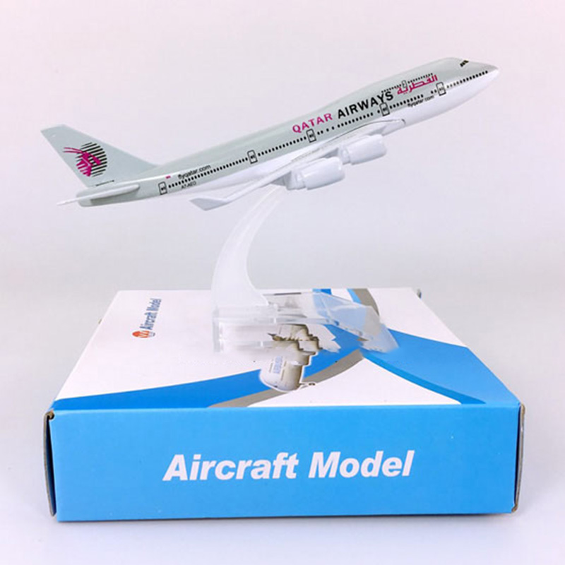 16CM Static Aircraft 1:400 Boeing B747-400 model Air QATAR Airways with base alloy airplane collectible plane display toy Gift