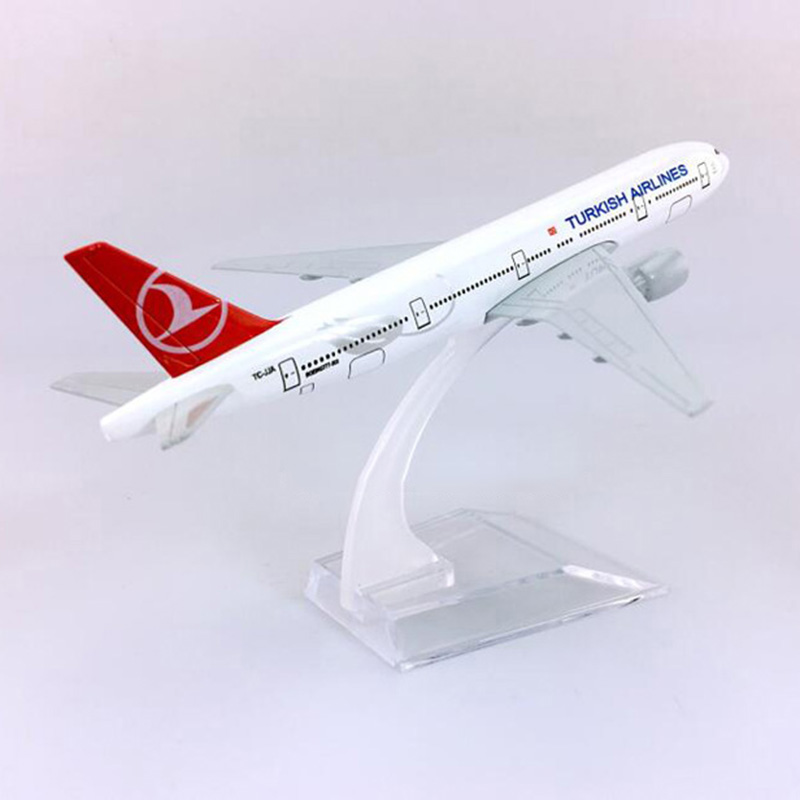 16CM Diecast Aircraft 1:400 Boeing B777-300 model Turkish airlines with plastic base alloy airplane display Plane For collection