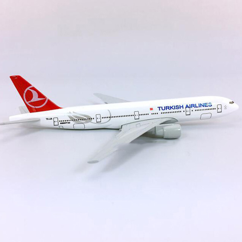 16CM Diecast Aircraft 1:400 Boeing B777-300 model Turkish airlines with plastic base alloy airplane display Plane For collection