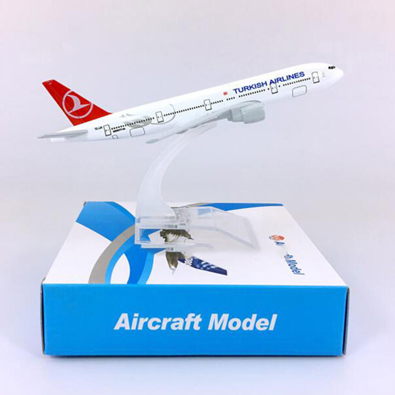 16CM Diecast Aircraft 1:400 Boeing B777-300 model Turkish airlines with plastic base alloy airplane display Plane For collection