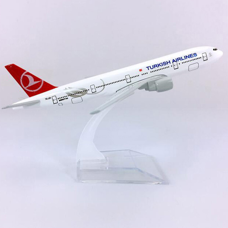16CM Diecast Aircraft 1:400 Boeing B777-300 model Turkish airlines with plastic base alloy airplane display Plane For collection