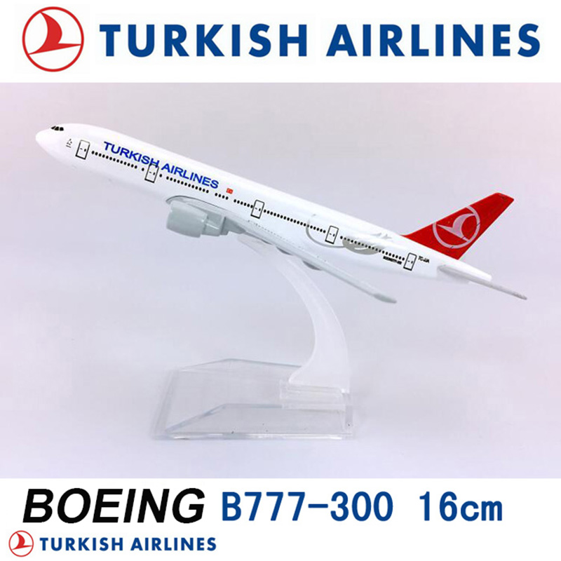 16CM Diecast Aircraft 1:400 Boeing B777-300 model Turkish airlines with plastic base alloy airplane display Plane For collection