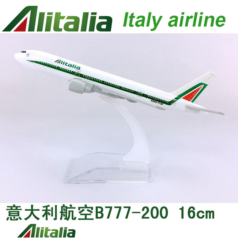 16CM Alitalia airplane 1:400 scale Boeing B777-200 model Italy airplane with base alloy collectible Plane display toy Gift