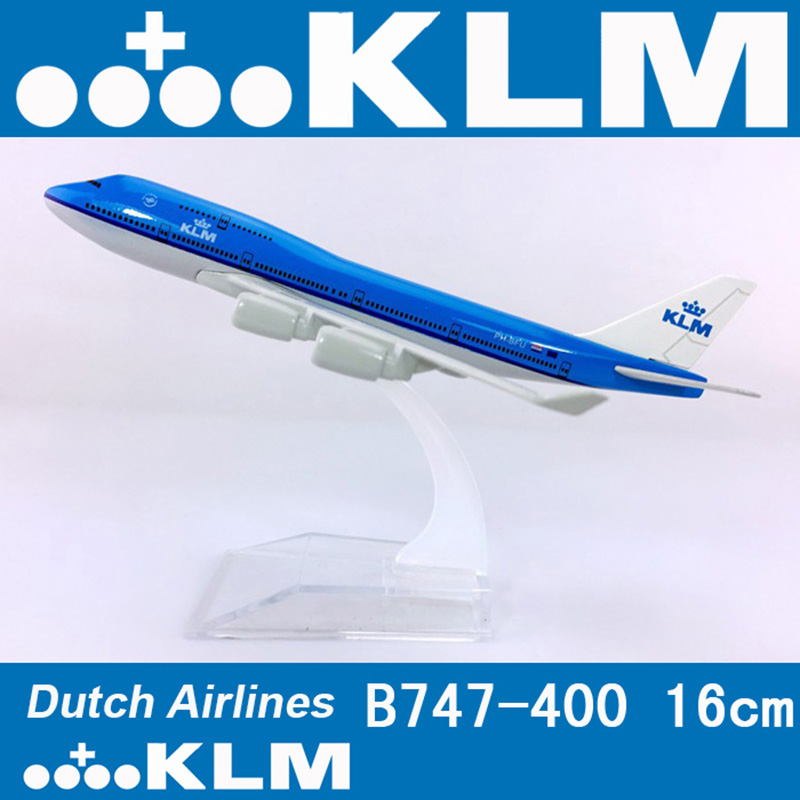 16CM Diecast Aircraft 1:400 Boeing B747-400 model Dutch Airlines KLM with base alloy airplane collectible Plane display toy Gift