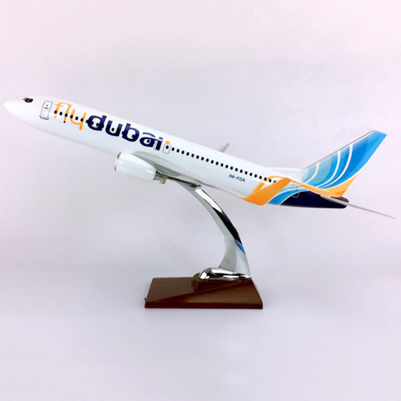 40CM airlines Aircraft 1/111 Scale FLY DUBAI Boeing B737-800 airplane Aviation airplane toys diecast plastic plane gifts kids