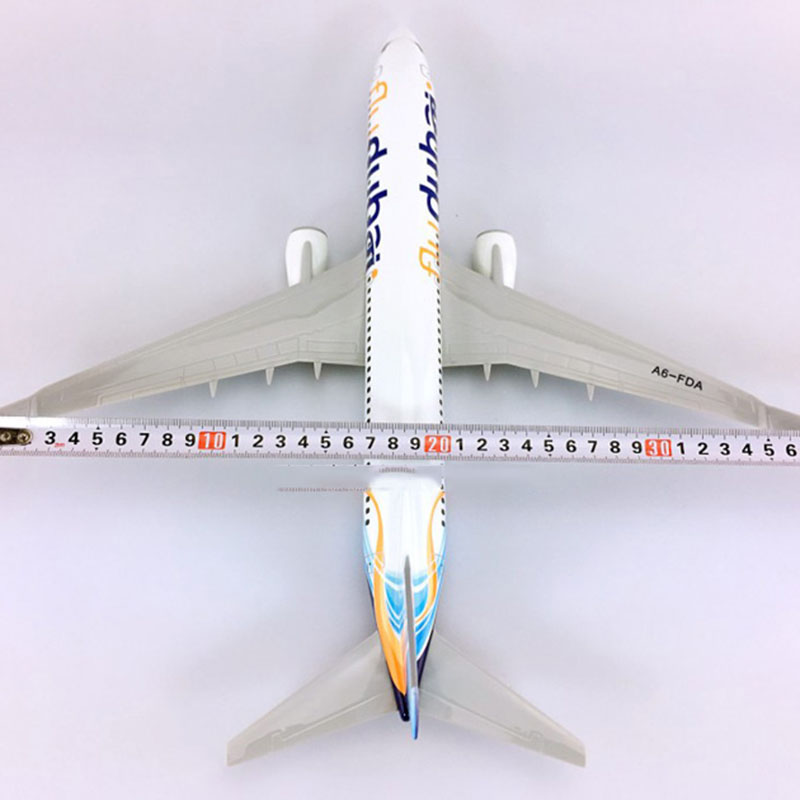 40CM airlines Aircraft 1/111 Scale FLY DUBAI Boeing B737-800 airplane Aviation airplane toys diecast plastic plane gifts kids