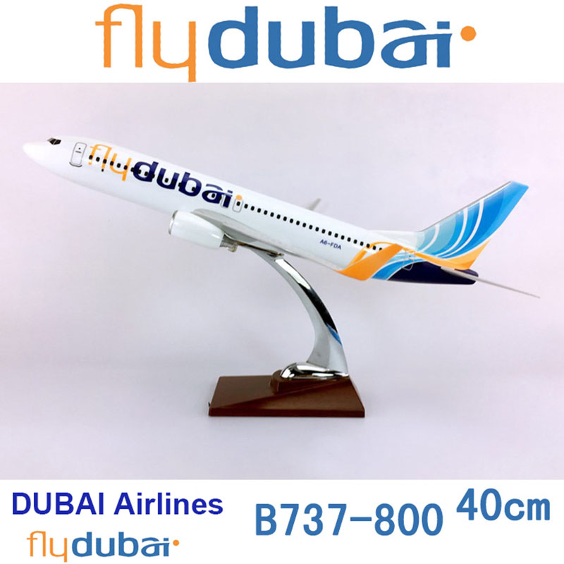 40CM airlines Aircraft 1/111 Scale FLY DUBAI Boeing B737-800 airplane Aviation airplane toys diecast plastic plane gifts kids