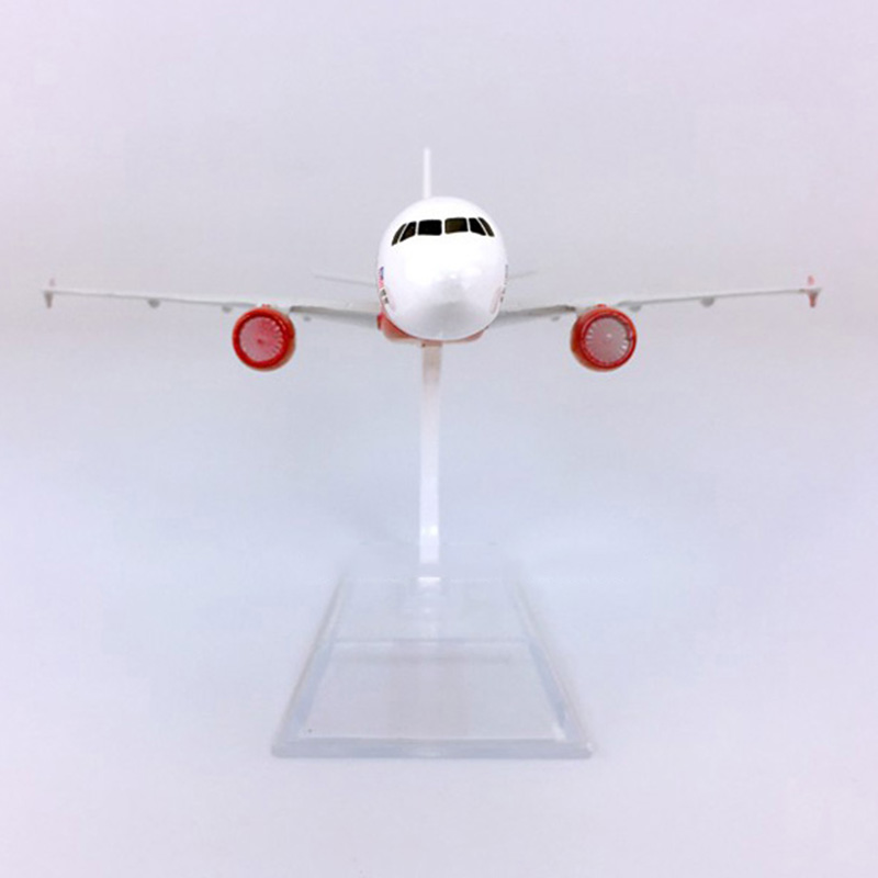 16CM Red Diecast Aircraft 1:400 Airbus A320-200 model Air Asia airline with base alloy airplane CHRISTMAS plane For collection