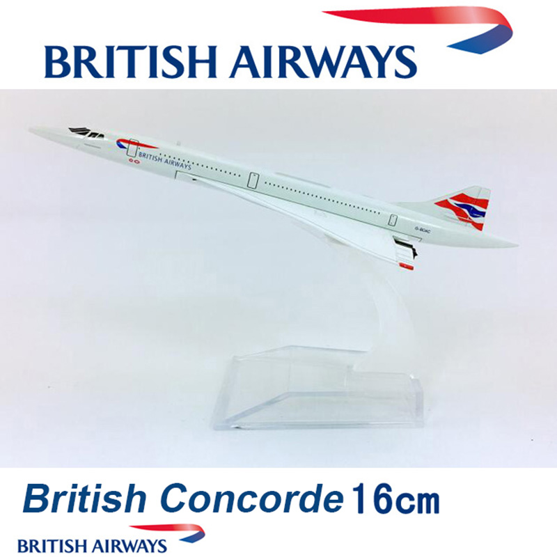 16CM Diecast Alloy Aircraft 1:400 British Airline Supersonic speed airplane model with base plane collectible display toy Gift