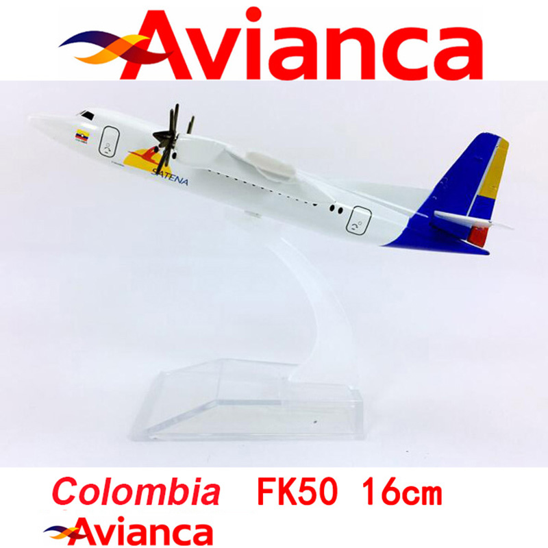 16CM Static Diecast Aircraft 1:400 FK50 Colombia Satena model AVIANCA airlines landing gear base alloy airplane display Gift Toy