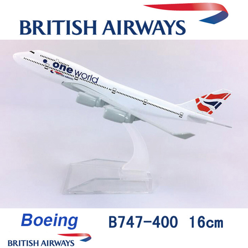 16CM Static Aircraft Model 1:400 Boeing B747-400 British airways Plane landing gear airbus alloy airplane collectible display