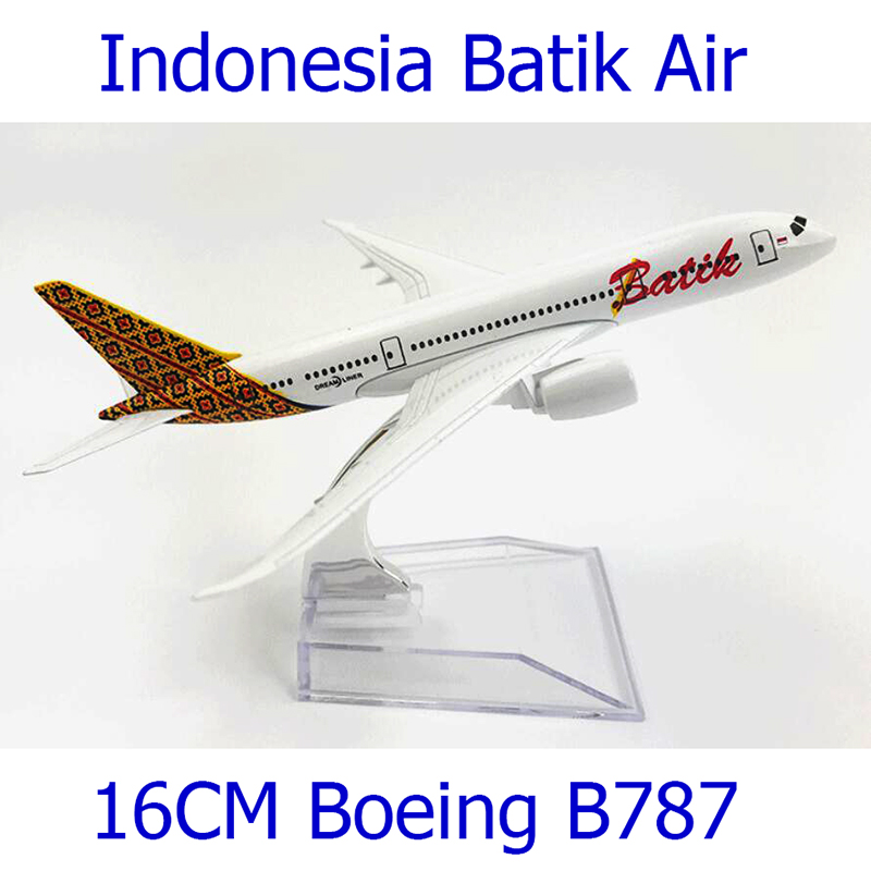 16CM 1:400 airbus Boeing B787 model Aircraft Indonesia Batik air airlines with landing gear base Airplane alloy display ToyPlane