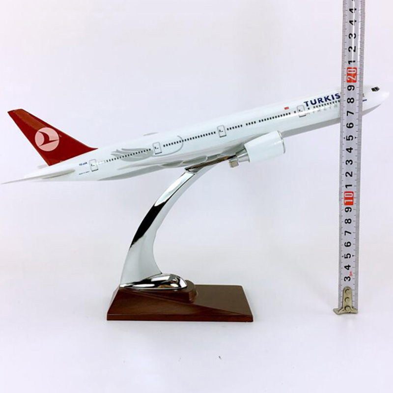 32cm simulation Boeing 777-300 big Turkey airlines airplane model toy aircraft diecast plastic With base alloy plane collectible