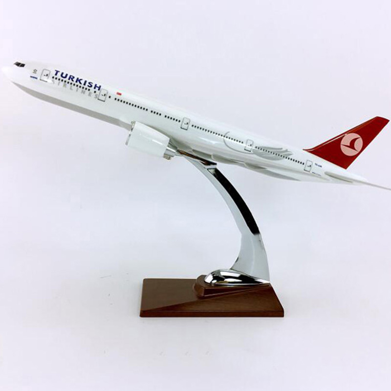 32cm simulation Boeing 777-300 big Turkey airlines airplane model toy aircraft diecast plastic With base alloy plane collectible