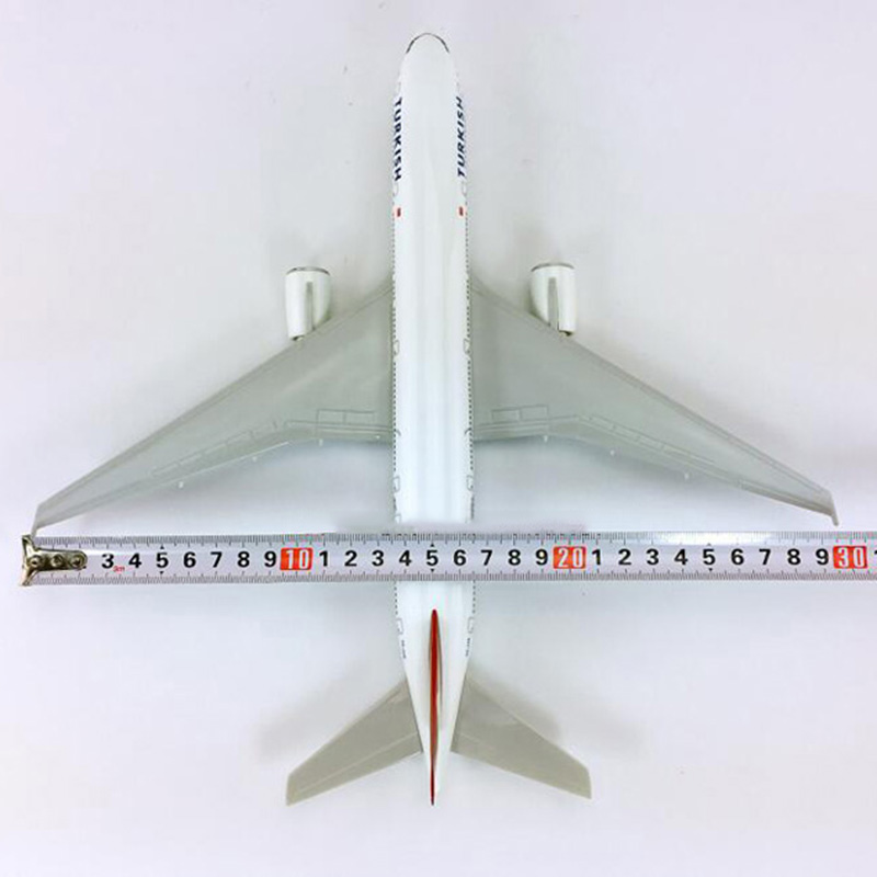 32cm simulation Boeing 777-300 big Turkey airlines airplane model toy aircraft diecast plastic With base alloy plane collectible