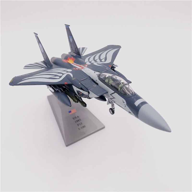 Diecast 1/100 Scale Military Model Toy F-15E Strike Eagle Mudhen Fighter USA Army Air Force Metal Plane Model Toys Collection