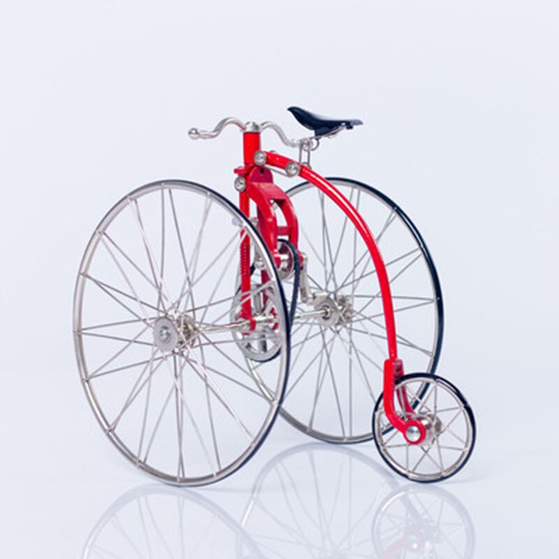 Diecast 1:10 Retro High-Wheel Bicycle Model Toy Ornaments Metal Simulation Bicycle Vintage Car Gifts Collectibles Ornaments