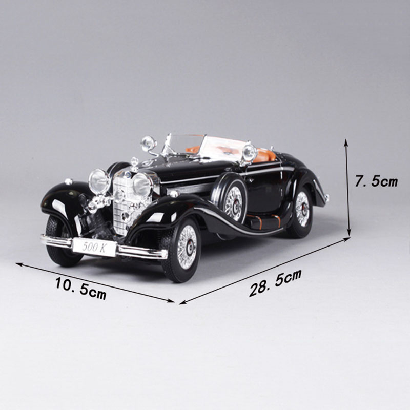 28CM High Quality Imitation Vintage Classic 1/18 Scale Diecast Alloy 500K Car Model Retro For Display Decoration Collection Gift