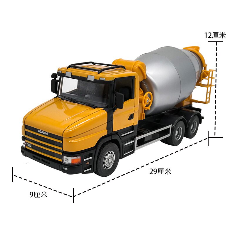 Scania 1/32 Scale Tank Truck Cement Mixer Vehicle Model Alloy Simulation Can Open The Door Truck Car Decorations Gift Display