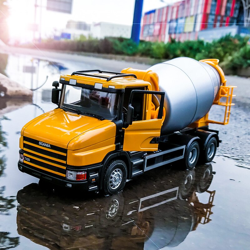 Scania 1/32 Scale Tank Truck Cement Mixer Vehicle Model Alloy Simulation Can Open The Door Truck Car Decorations Gift Display