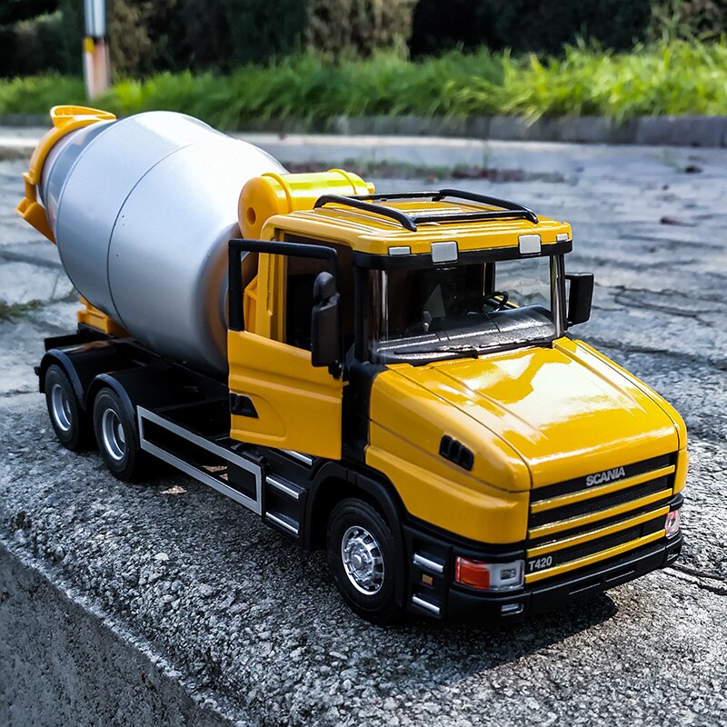 Scania 1/32 Scale Tank Truck Cement Mixer Vehicle Model Alloy Simulation Can Open The Door Truck Car Decorations Gift Display