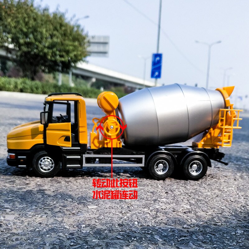 Scania 1/32 Scale Tank Truck Cement Mixer Vehicle Model Alloy Simulation Can Open The Door Truck Car Decorations Gift Display