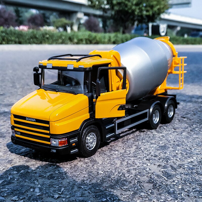 Scania 1/32 Scale Tank Truck Cement Mixer Vehicle Model Alloy Simulation Can Open The Door Truck Car Decorations Gift Display
