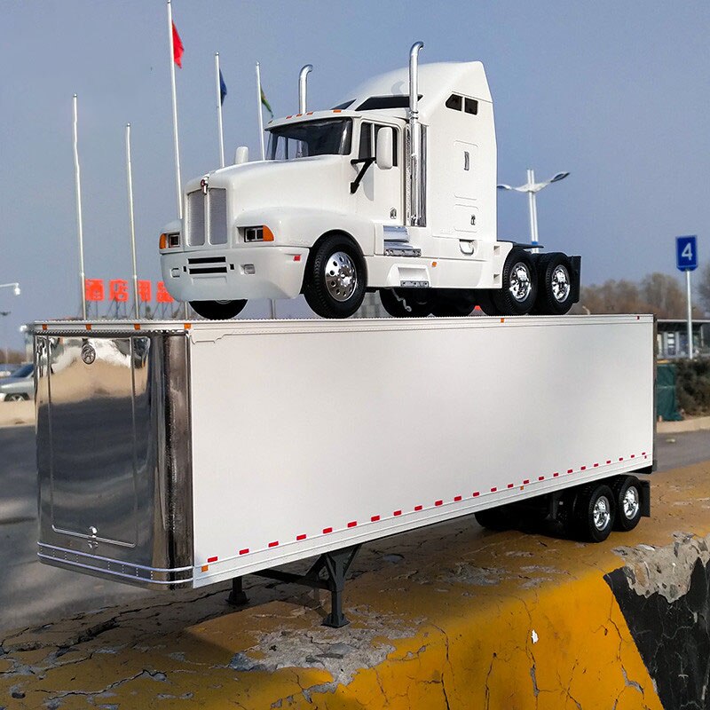 Die-cast Children's Toy Car Model 1/24 Scale T-600b Logistics Transport Truck Container Truck Alloy Simulation Trailer For Gift Die-cast Children's Toy Car Model 1/24 Scale T-600b Logistics Transport Truck Container Truck Alloy Simulation Trailer For Gift