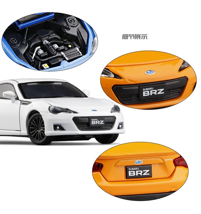 Diecast 1/32 Scale Subaru BRZ Coupe Car Alloy Toy Vehicle Model Steering Wheel Tire Linkage Collection Souvenir Boys Hot Sale