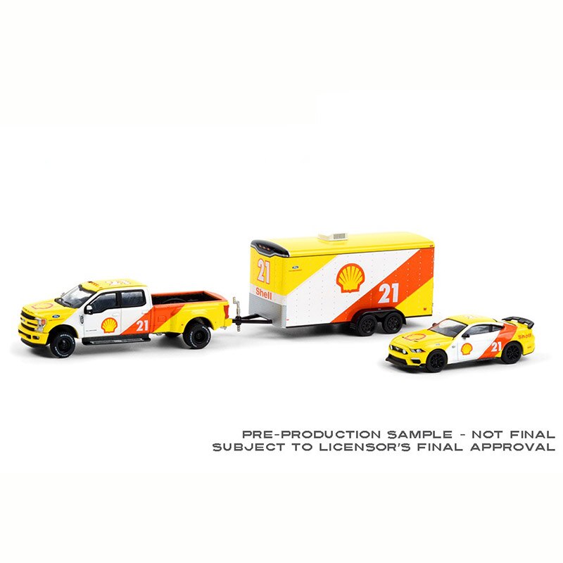 Greenlight 1:64 Scale Alloy 2021 Chevrolet Gulf Oil Gulf Oil Truck Ford Flatbed Trailer Diecast Metal Vehicle Model Toy Car Gift