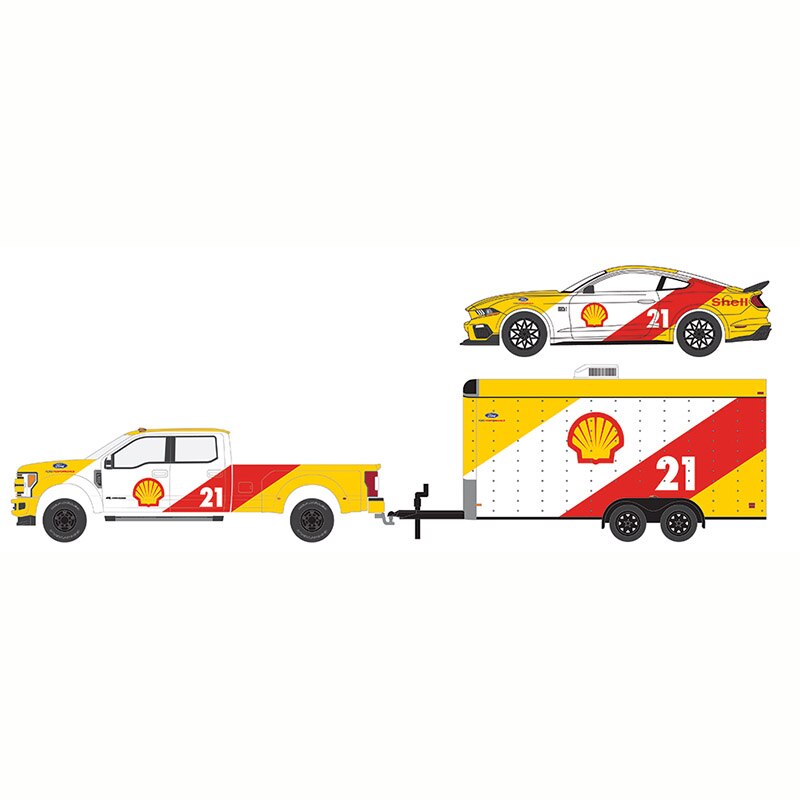 Greenlight 1:64 Scale Alloy 2021 Chevrolet Gulf Oil Gulf Oil Truck Ford Flatbed Trailer Diecast Metal Vehicle Model Toy Car Gift