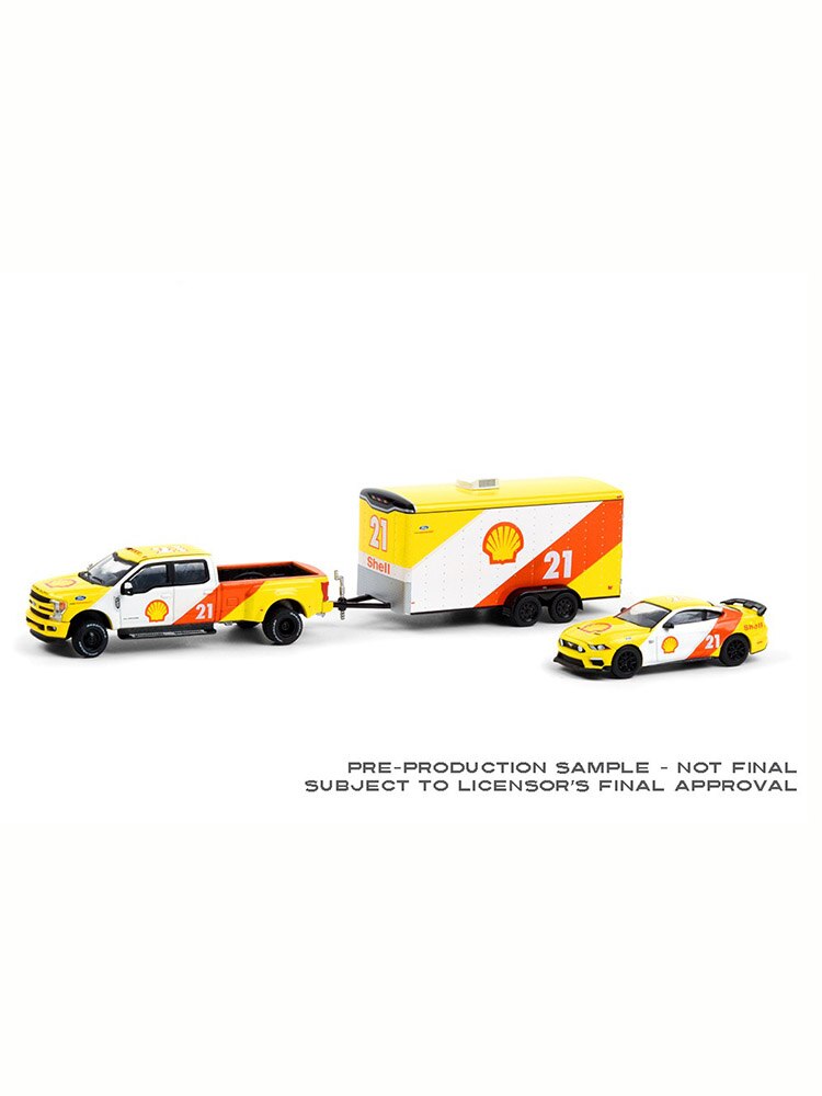 Greenlight 1:64 Scale Alloy 2021 Chevrolet Gulf Oil Gulf Oil Truck Ford Flatbed Trailer Diecast Metal Vehicle Model Toy Car Gift