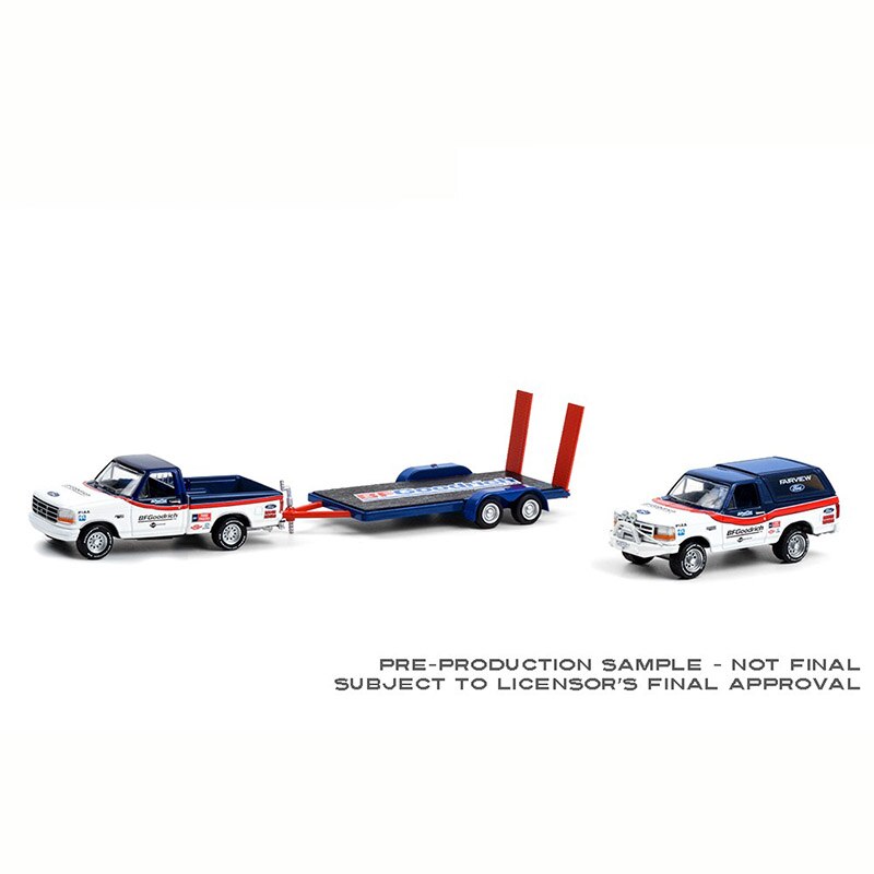 Greenlight 1:64 Scale Alloy 2021 Chevrolet Gulf Oil Gulf Oil Truck Ford Flatbed Trailer Diecast Metal Vehicle Model Toy Car Gift